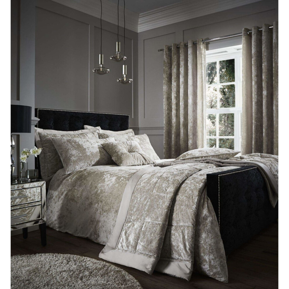 Catherine Lansfield Crushed Velvet Double Duvet Set Natural