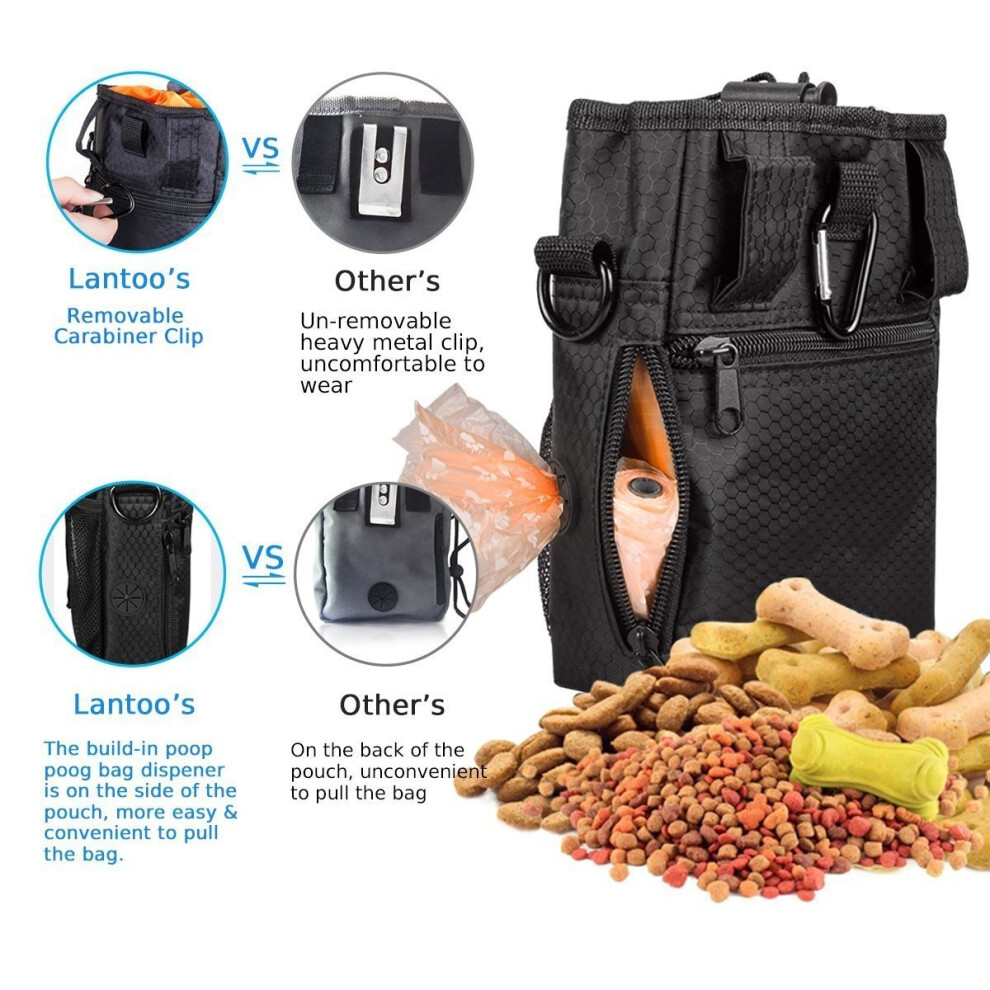 lanktoo Dog Treat Bag with Poop Bag Holder, Waterproof Dog