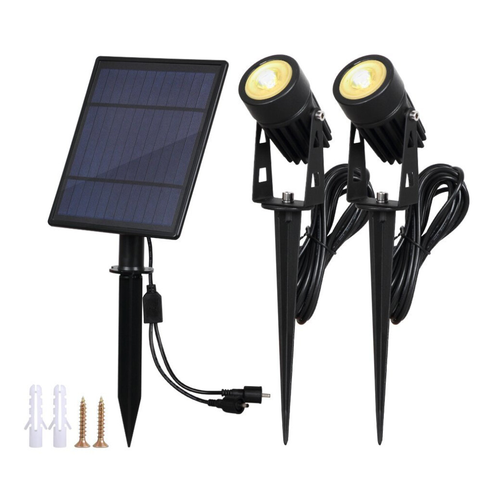 T-SUN 2W Solar Powered Spotlights, IP65 Waterproof 9.8ft Cable Lenght 270Â° Angle Adjustable Auto On / Off with 2 Warm White Dual Spot Headlamp...-image-OPC-PP6QKJ-NEW
