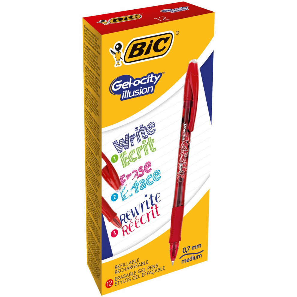BIC 943442 0.7Â mm "Gel Ocity" Illusion Gel Pen - Red (Pack of 12)