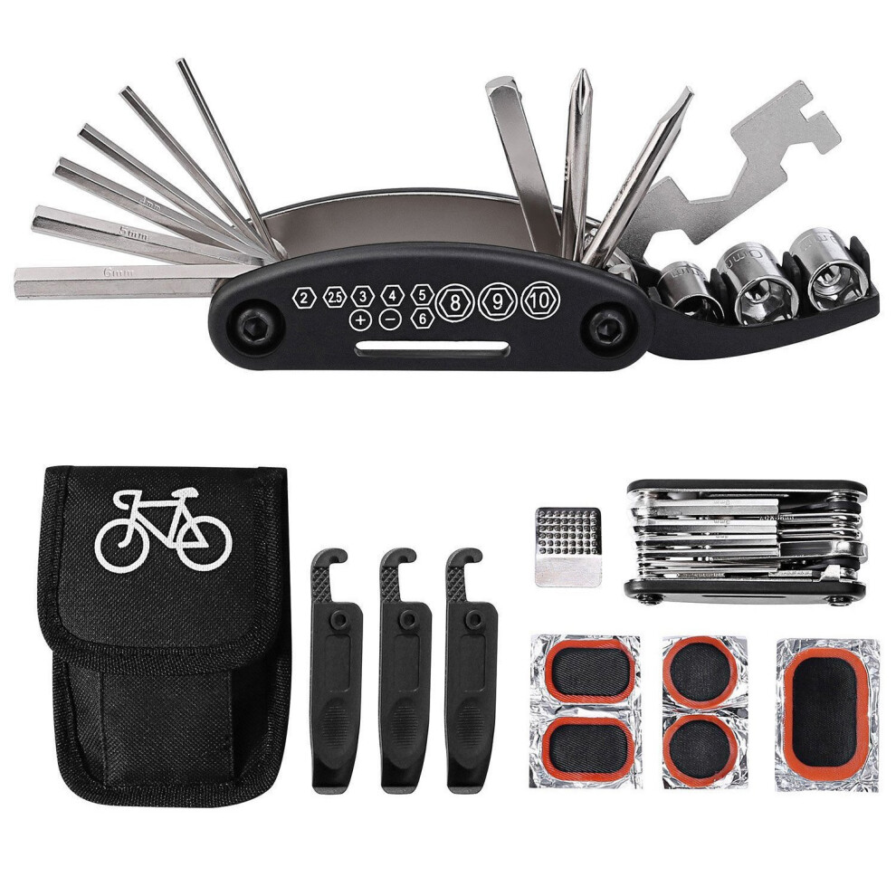 TAGVO Bike Tool Kit, 16 in 1 Bike Multifunction Tool Patch Kit & Tire Levers, Bicycle Fix Tool Kit, Bike Cycling Repair Tools Bundle, Cycle...