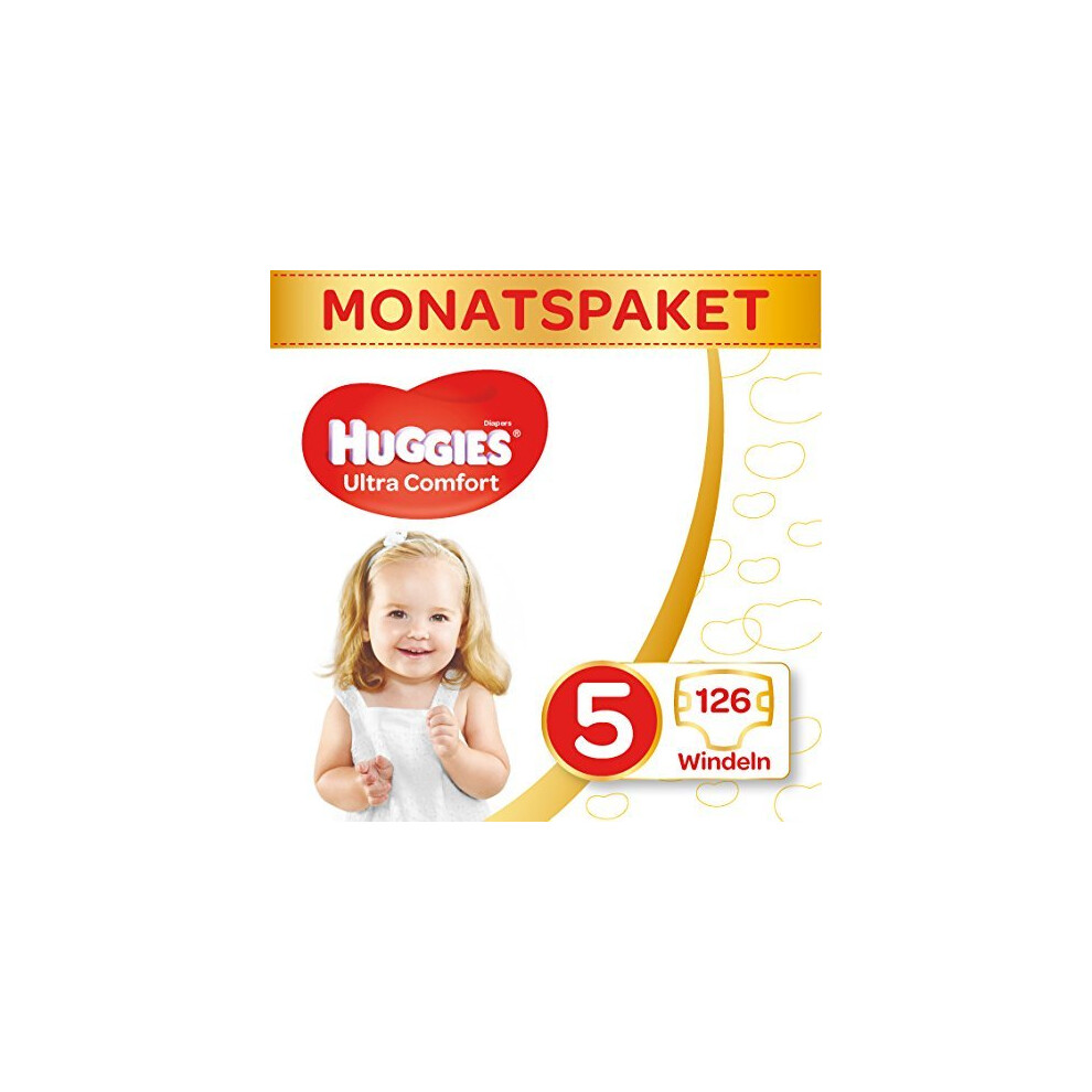 Huggies Nappies Size 5, Â Ultra Comfort Baby one-Month Supply (Box of 126)