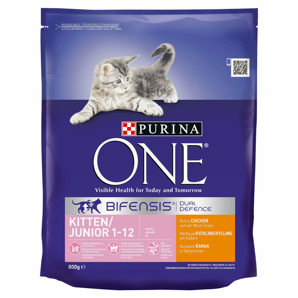 Purina One Kitten Dry Cat Food Chicken And Wholegrain 800G - Case Of 4 (3.2Kg)