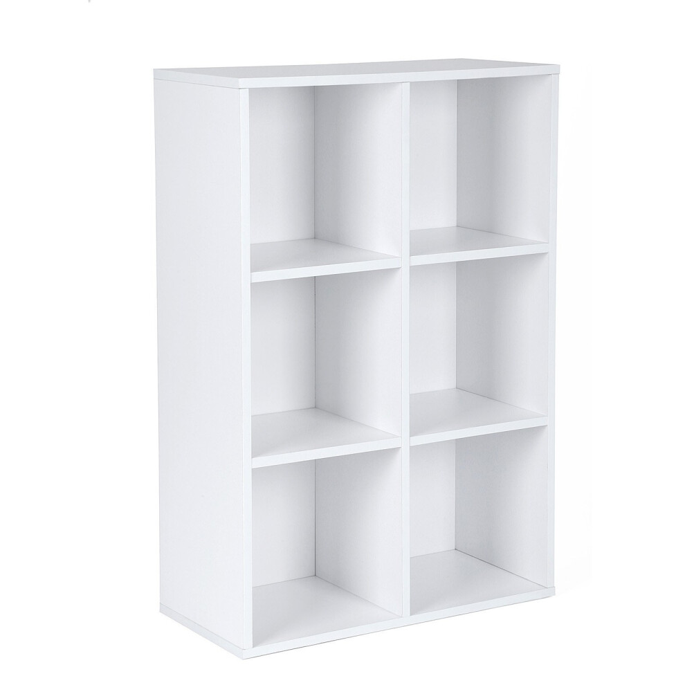 SONGMICS Wooden 3-Tier Bookcase Book Shelf Display Storage Shelf with 6 Compartments White LBC203D