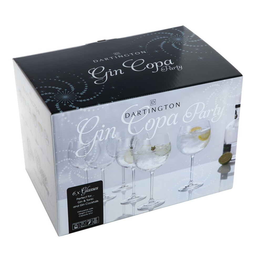 Dartington Crystal 6-Piece Gin Copa Party Glass, 9.5 x 9.5 x 22 cm