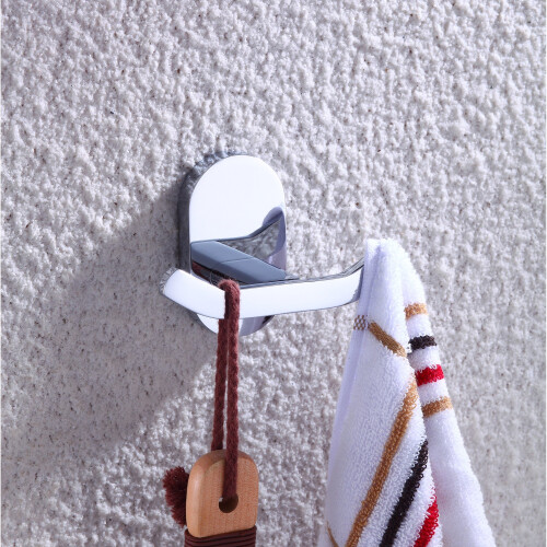 Modern Solid Brass Chrome Finish Bathroom Robe and Towel Door Hooks Wall Mount Bathroom Accessory 7113 1