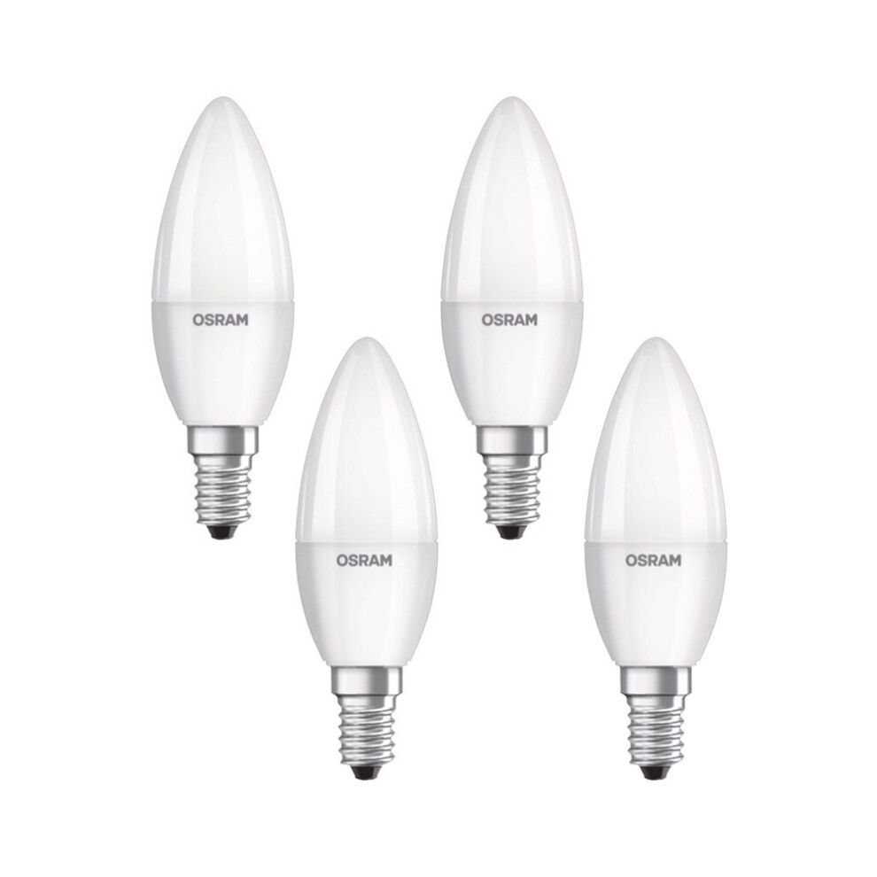 Osram Candle-Shape Base Classic B LED Lamp, E14, 5W, Cool White - Set of 4 (C-4058075819610), Instant Full Light, Replaces 40W