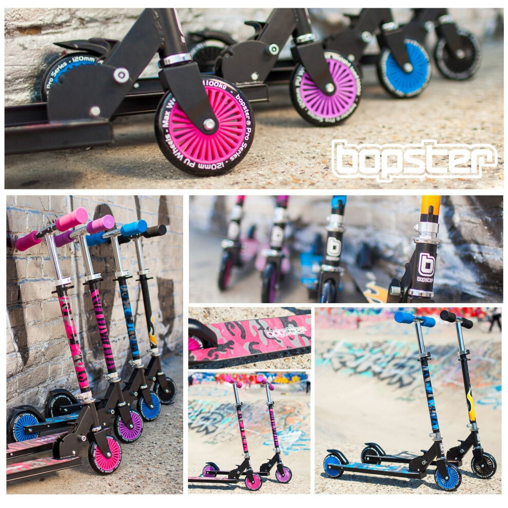 bopster-2-wheeled-folding-scooter---purple-zebra-stripes