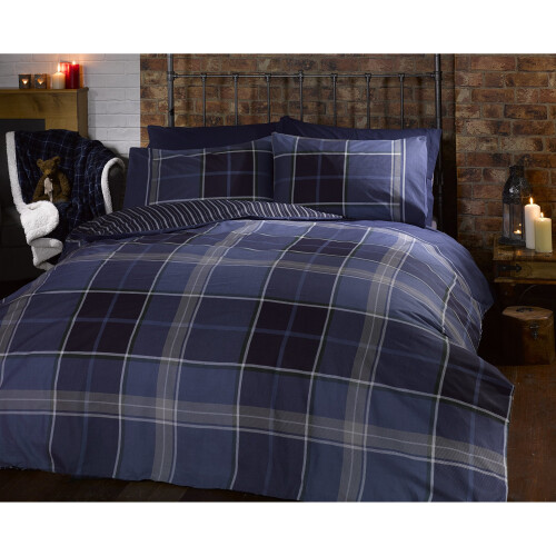 Rapport Argyle Duvet Set, Polyester-Cotton, Blue, Double