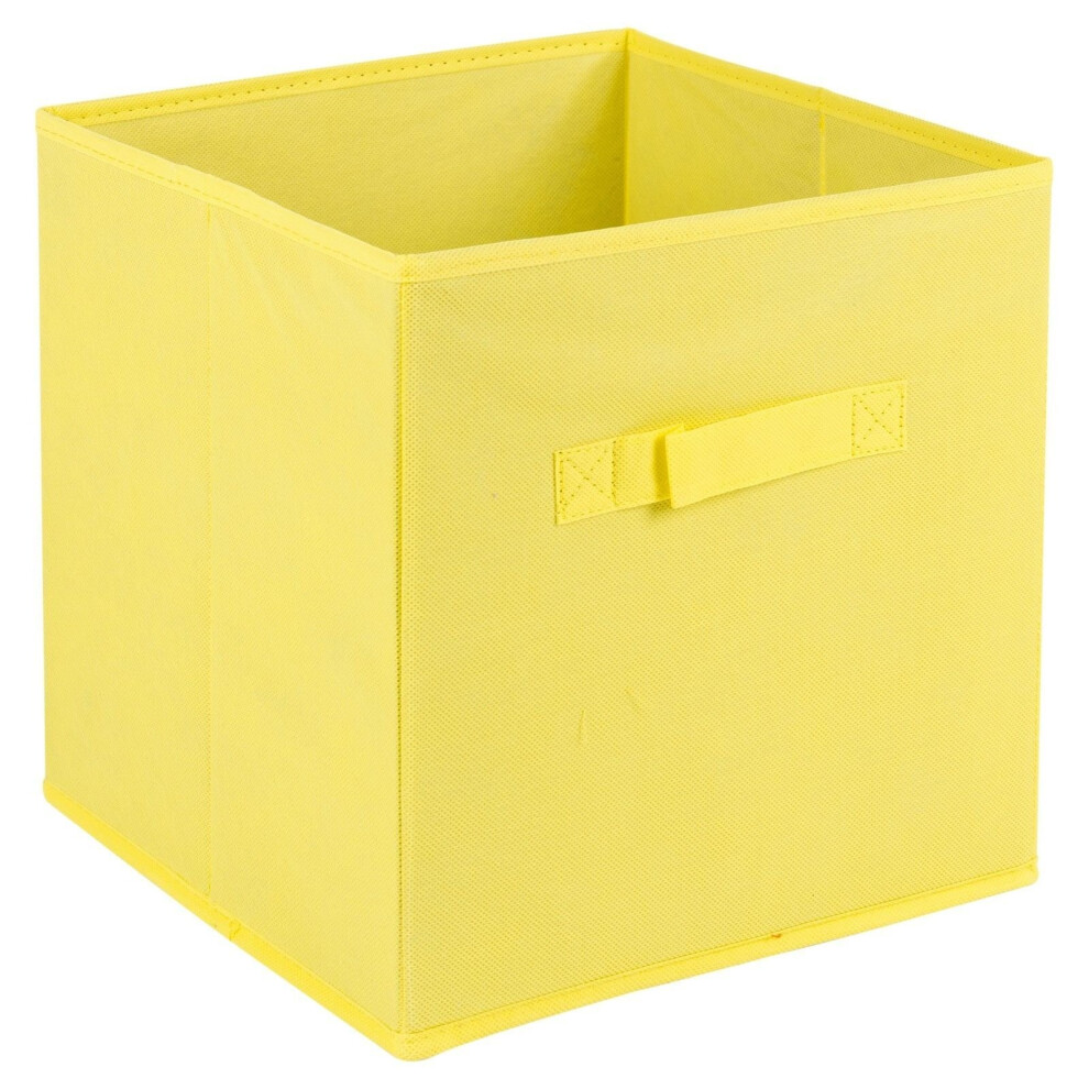 URBN Living Collapsible Storage Cube Drawer Box Carry Handles (Yellow - Medium)