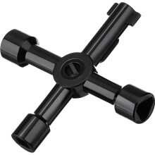 Radiator Key Radiator Bleed 4-Way Multi-Functional Utilities Key for Electric Water Gas Meter Box Cupboard Cabinet Opening Key (Black)