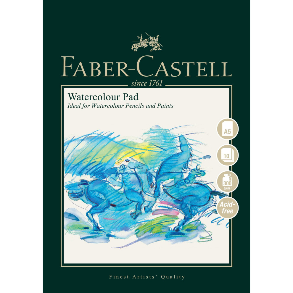 Faber-Castell Art & Graphic Spiral Bound Watercolour Pad, A5 300 GSM Pad of 10 Sheets