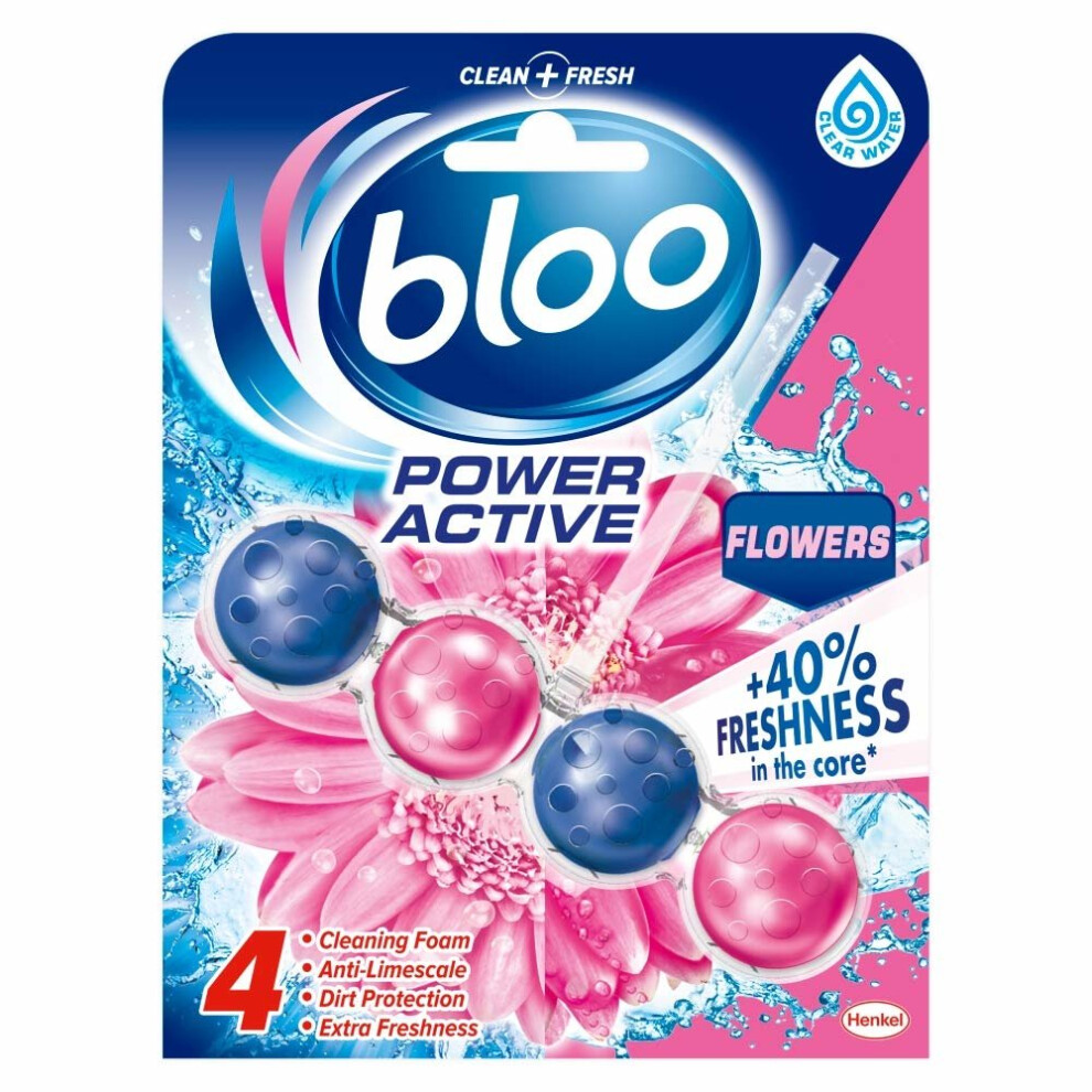 Bloo Power Active Flowers Toilet Rim Block, 50 g