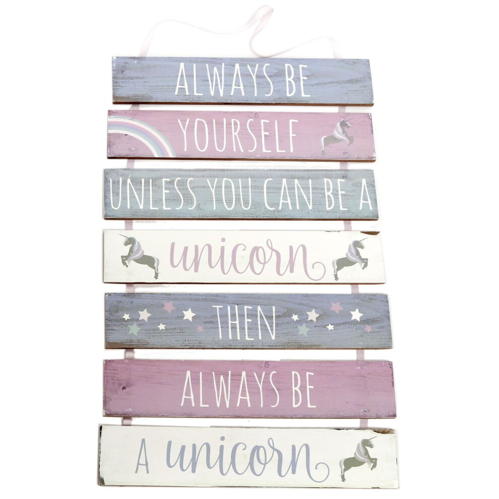 7 Tier Hanging Wooden Unicorn Plaque Sign ~ Always Be Yourself