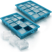 iGadgitz Home Silicone Ice Cube Tray 15 Square Food Grade Ice Cube Moulds - Pack of 2