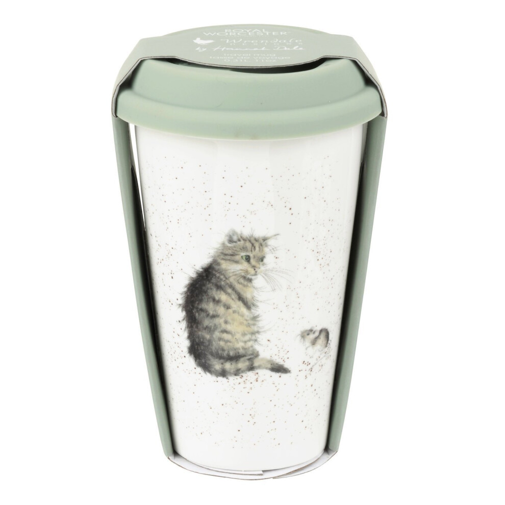 Wrendale Travel Mug (Cat), Bone China, Multi Coloured, 16.5 x 16.5 x 15 cm