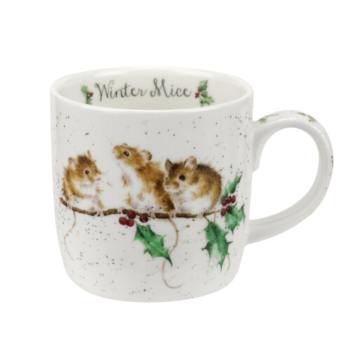 Wrendale Wrendale Winter (Mice) Single Mug, Bone China, Multi Coloured, 12 x 8.4 x 8 cm