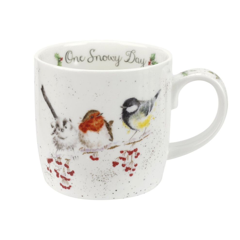 Wrendale One Snowy Day (Birds) Single Mug, Bone China, Multi Coloured, 12 x 8.4 x 8 cm