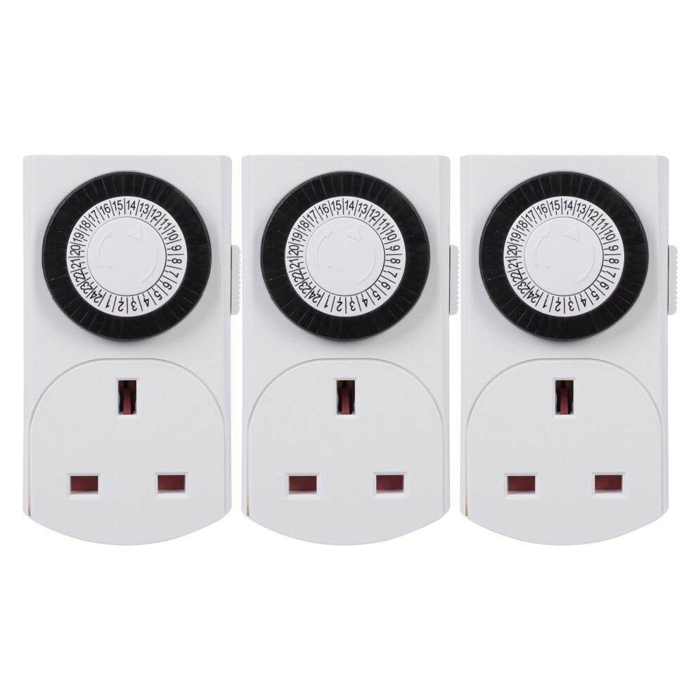 Hbn Hour Plug-In Compact Energy Saver Mini Mechanical Timer Switch,3Pack Size 24