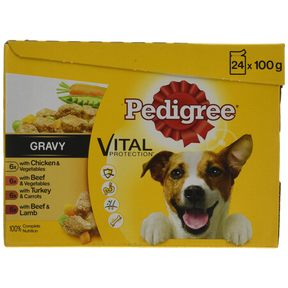 Pedigree Dog Pouches Real Meals in Gravy, 24 x 100 g, Pack of 2 (Total 48 Pouches)