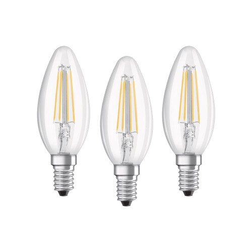 OSRAM Osram Candle Shape Base Classic B LED Lamp, Warm White, E14, 4 W, Set of 3
