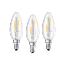Osram Candle Shape Base Classic B LED Lamp, Cool White, E14, 4 W, Set of 3