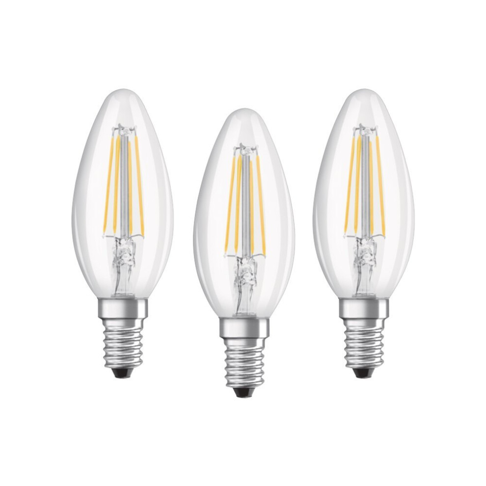 Osram Candle Shape Base Classic B LED Lamp, Cool White, E14, 4 W, Set of 3