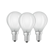 Osram Base Classic P/LED-Lamp in Drop Shape with E14-Base/Not Dimmable/Replacement for 40 W/Matt 2700 K E14, Warm White, 4 W, Pack of 3