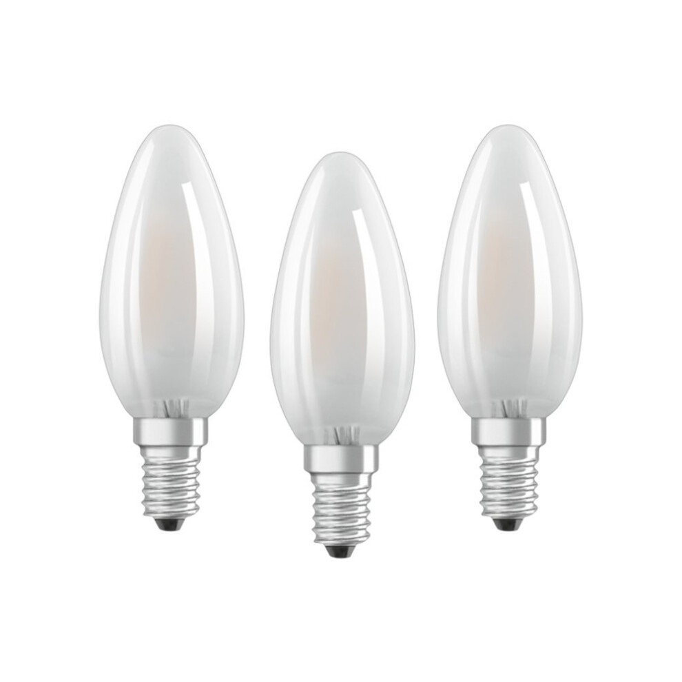 Osram Base Classic B/LED-Lamp in Candle Shape with E14-Base/Not Dimmable/Replacement for 40 W/Matt 2700 Kelvin/Pack of 3, E14, 4 W, Warm White