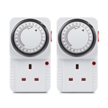 HBN 24 Hour Plug-in Energy Saving Programmable Mechanical Timer Switch,2 Pack