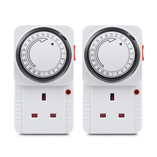HBN 24 Hour Plug-in Energy Saving Programmable Mechanical Timer Switch,2 Pack