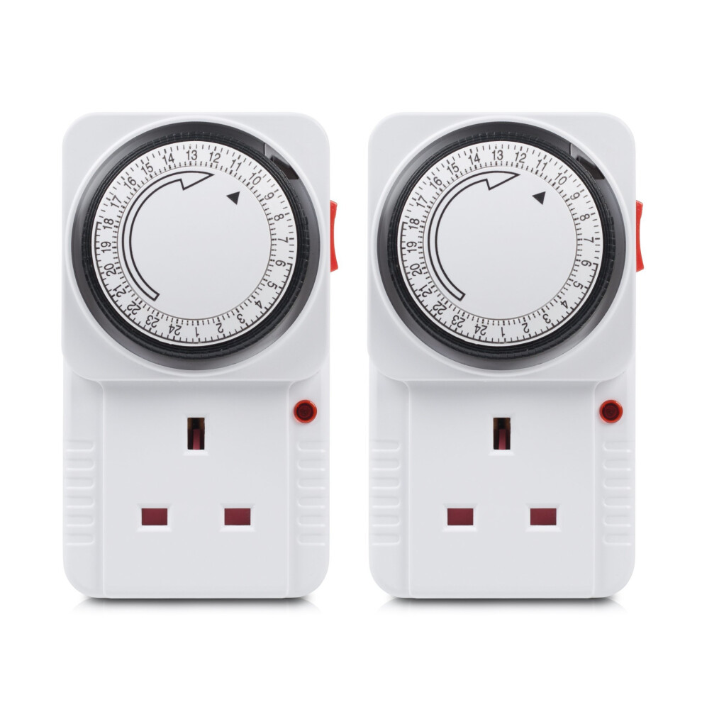 HBN 24 Hour Plug-in Energy Saving Programmable Mechanical Timer Switch,2 Pack