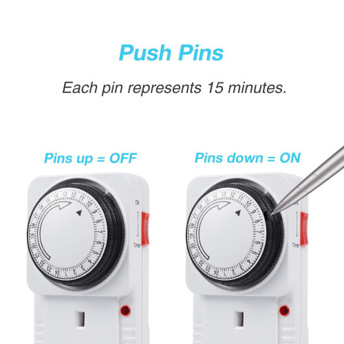 HBN 24 Hour Plug-in Energy Saving Programmable Mechanical Timer Switch,2 Pack 2