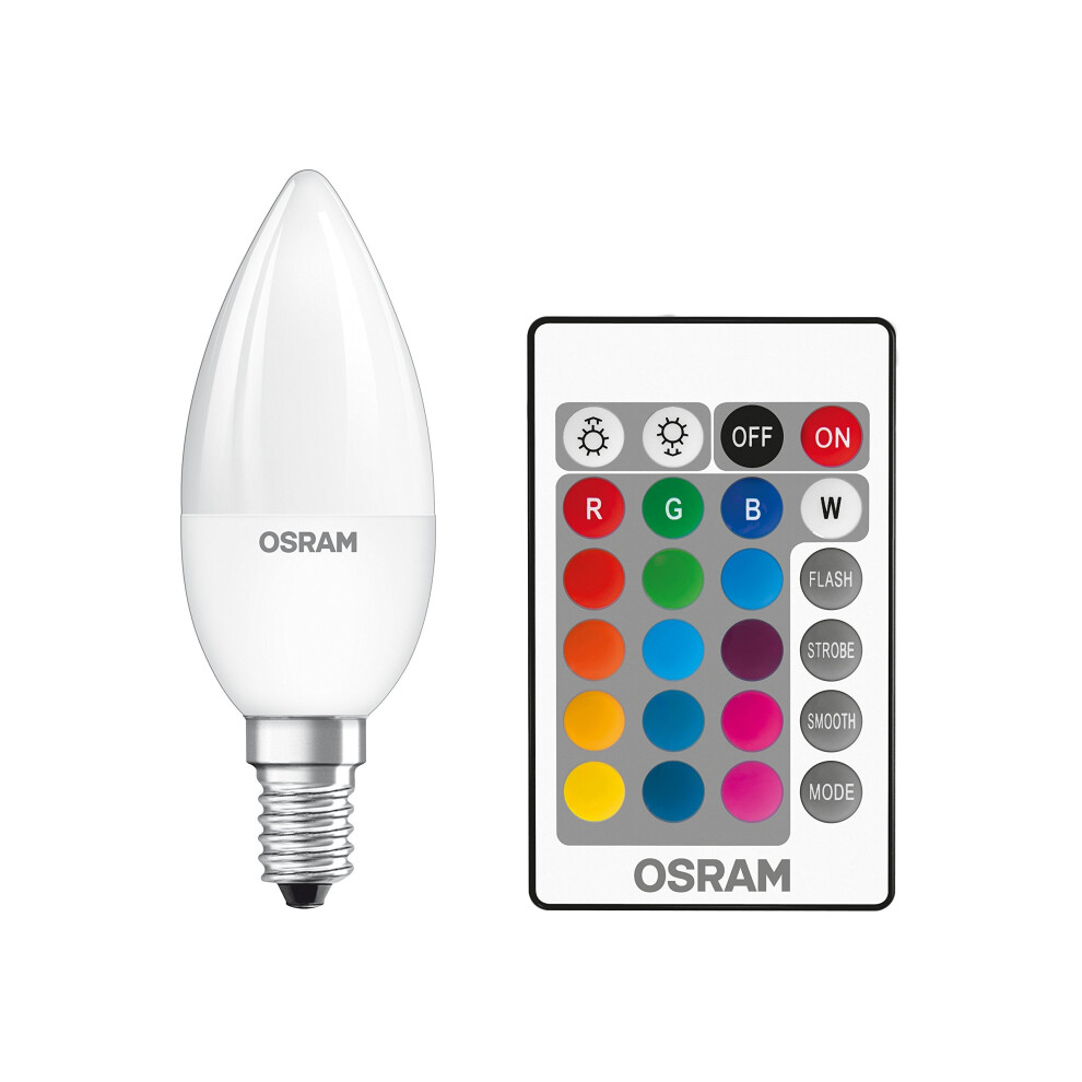 Osram Star+ Classic B Rgbw/LED-Lamp in Candle Shape Base/Dimmablekeit and Remote Controlled Colour Change/Replacement for 25 W 2700 Kelvin/Pack of...