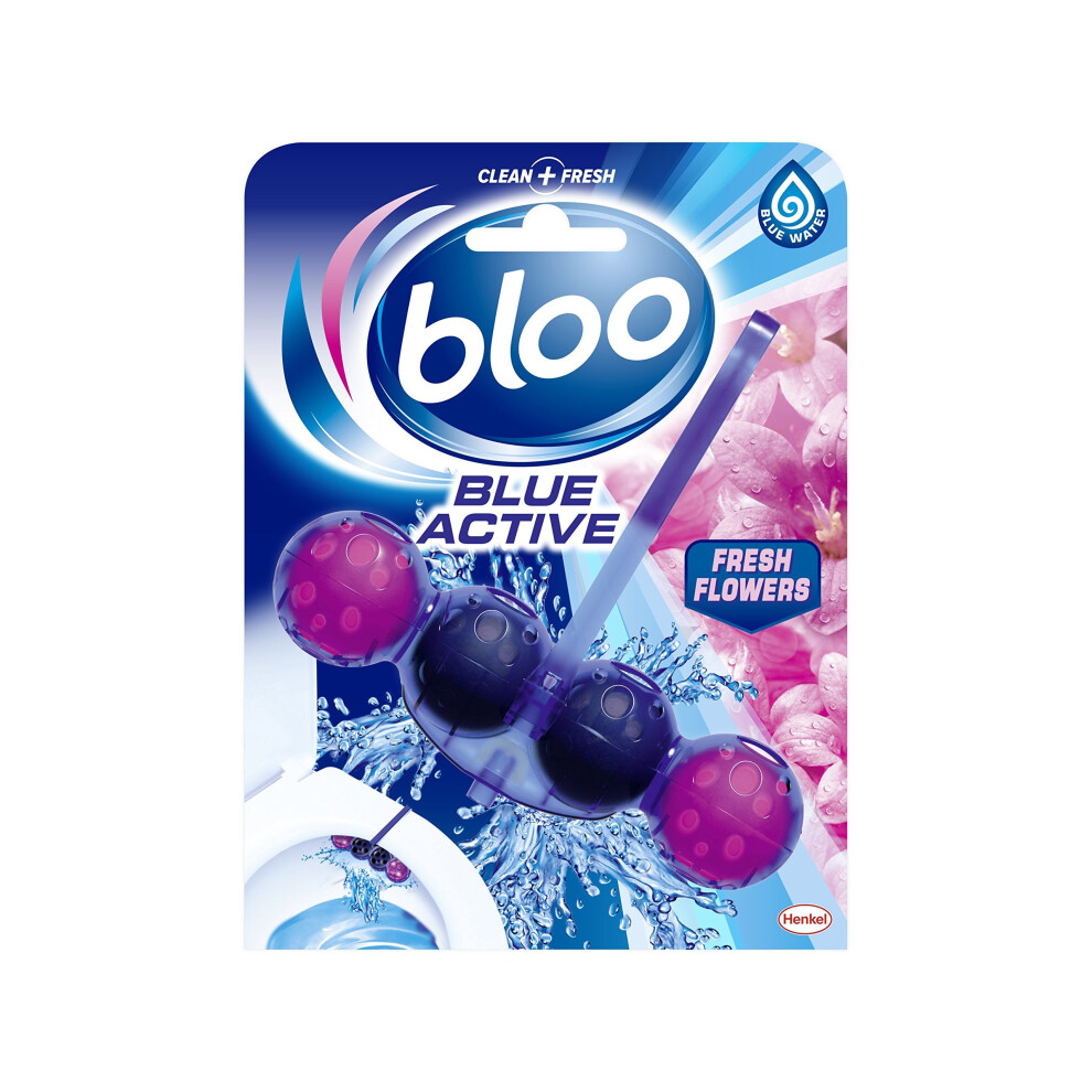 Bloo Blue Active Fresh Flowers Toilet Rim Block, 50 g