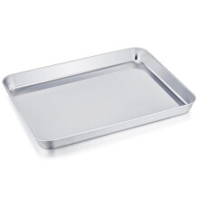 TeamFar Mini Oven Tray, Stainless Steel Small Baking Tray, 26x20x2.5 cm, Non Toxic & Healthy, Mirror Finish & Rust Free, Easy Clean & Dishwasher Safe