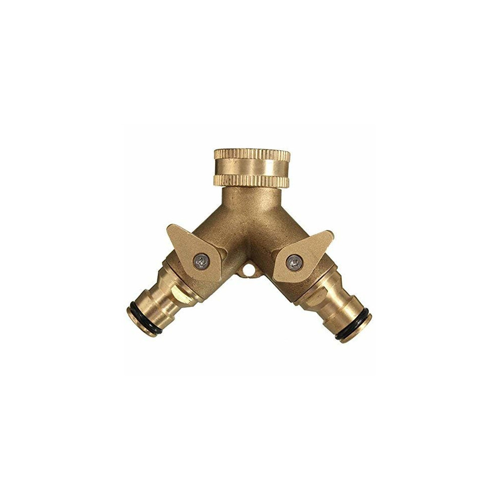 3/4" Two Way Tech Traders Double Garden Tap Connector Adaptor Made With Solid Brass-Best Quality-Life Time Warranty 728360581266