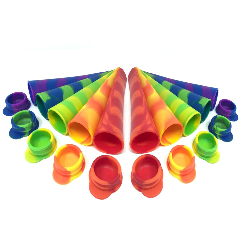 (10 Pack) Ice Pop Silicone Ice Lolly Moulds - BPA Free - Secure Leak Proof Caps - Flexible & Durable - Reusable & Dishwasher Safe - Easy Clean & No...