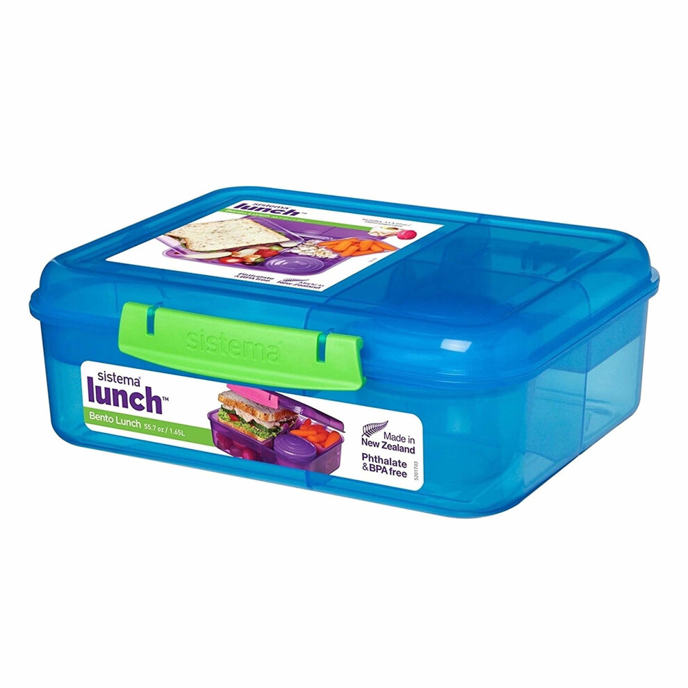 Sistema Bento Lunch Box with Fruit/Yogurt Pot, 1.65 L - Assorted Colours