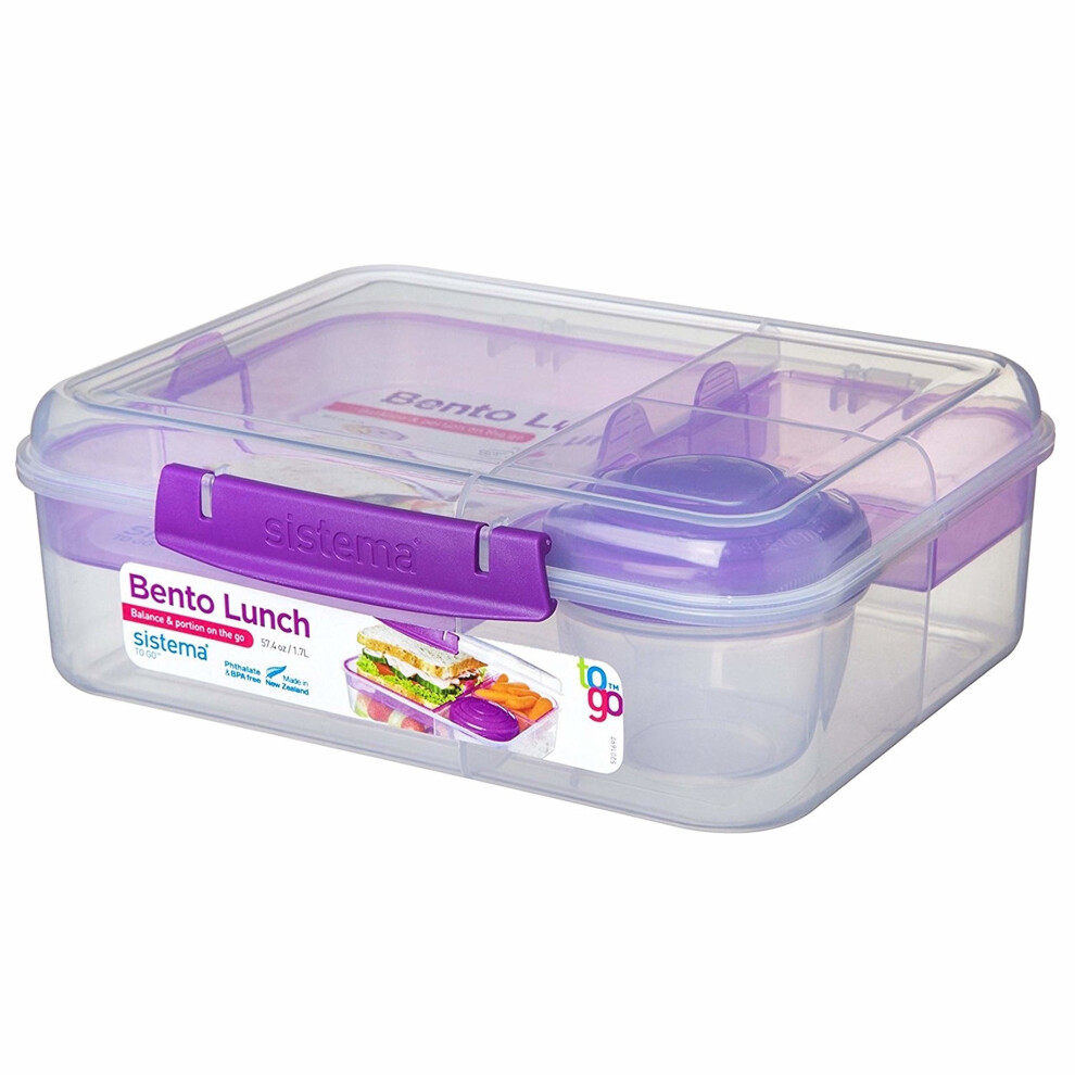 Sistema Bento Lunch Box to Go with Fruit/Yogurt Pot, 1.65 L - Assorted Colours