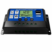 JZK® 20A 12V/24V Intelligent solar panel charge controller with LCD display & USB port, overcurrent protection, solar charge regulator for solar...