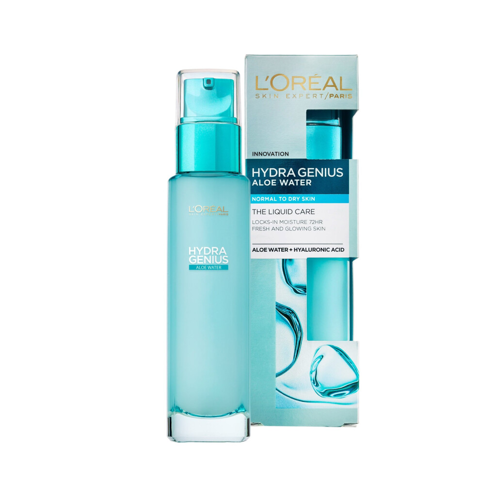 L'Oreal Paris Hydra Genius Hyaluronic Acid + Aloe Liquid Moisturiser for Normal to Dry Skin, 70ml