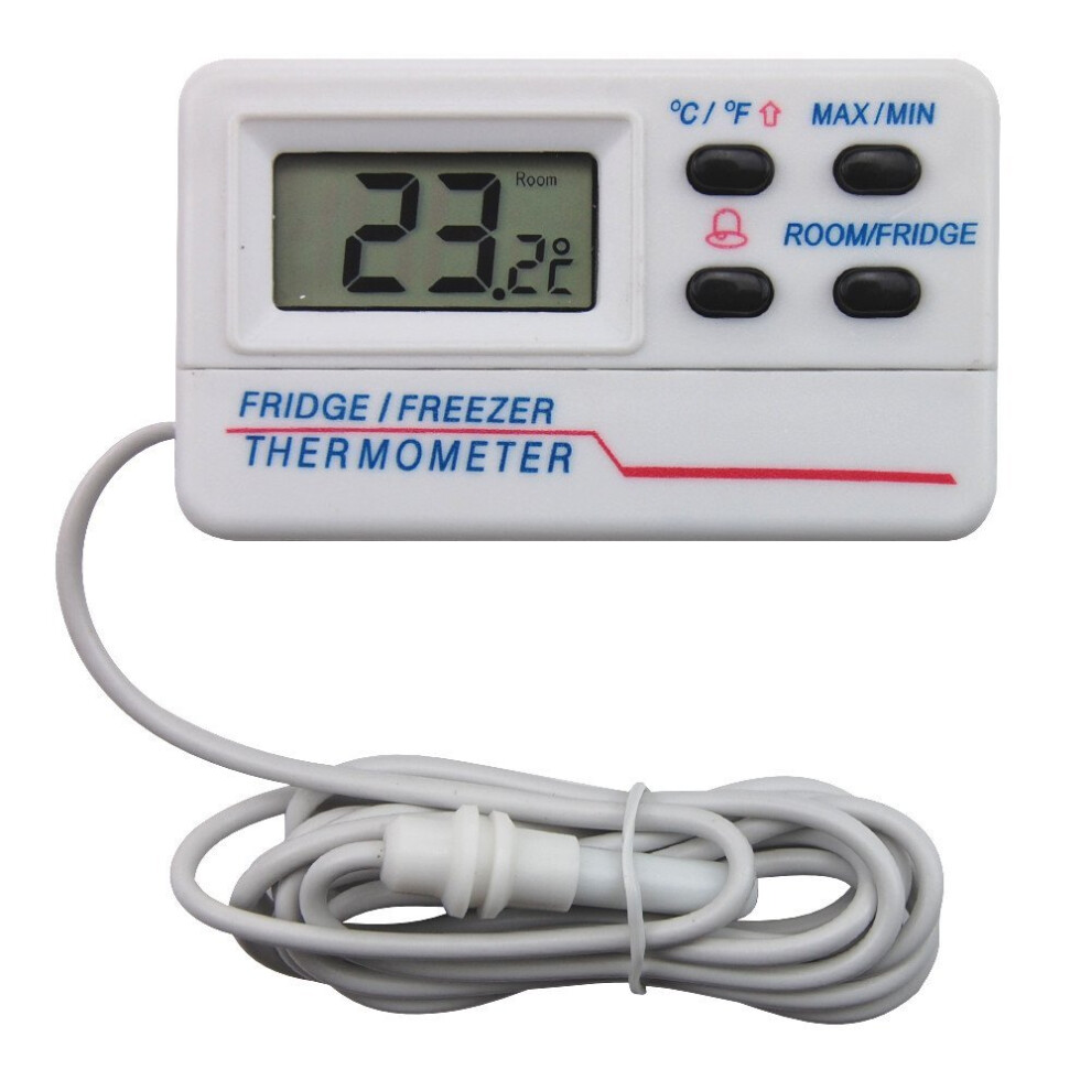 Thermometer-World Fridge Thermometer Or Freezer Thermometer Digital With Warning Alarm And Max Min Feature 1.2M Cable