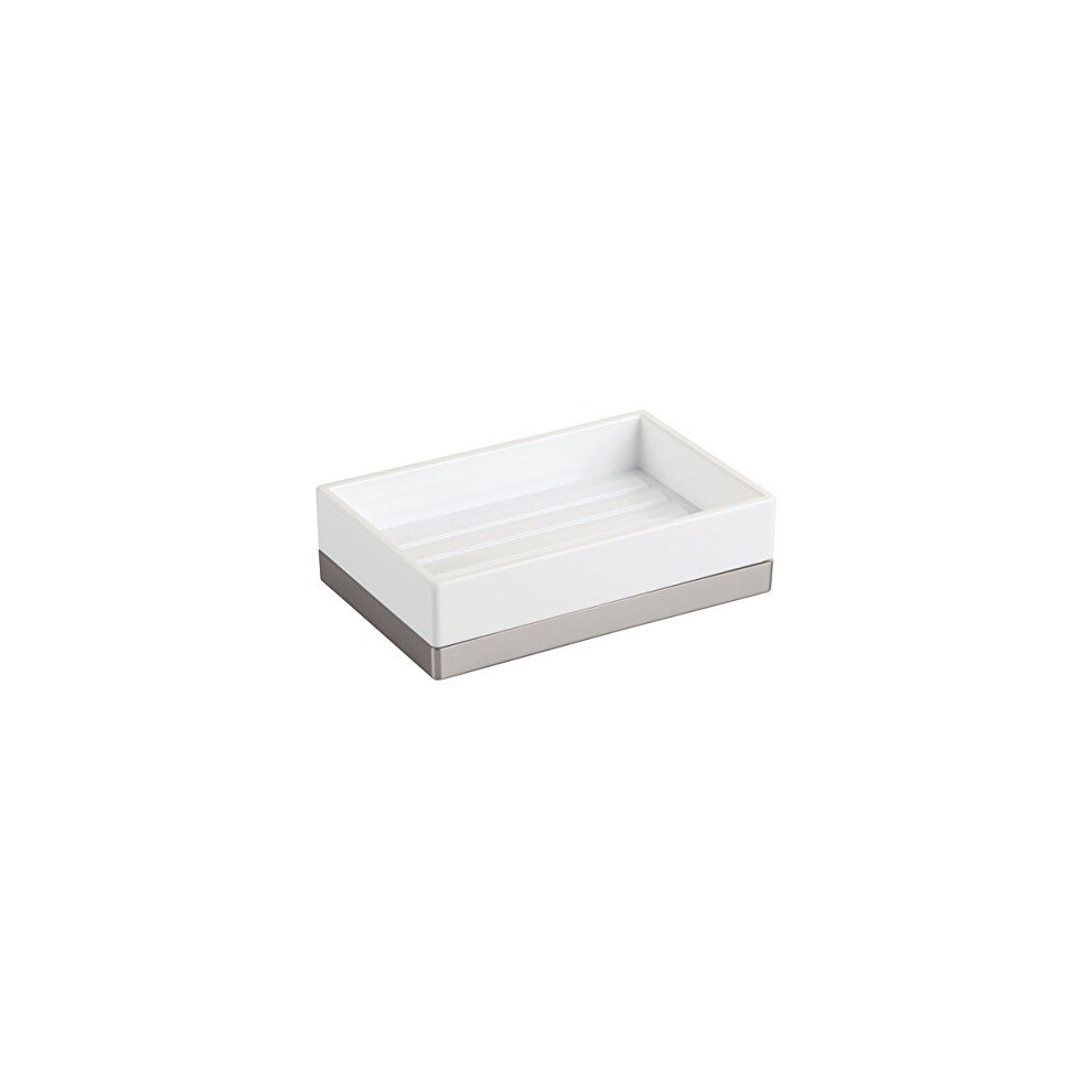 InterDesign Clarity Bar Soap Dish for Bathroom, White/Brushed-image-OPC-PP7KSM-NEW