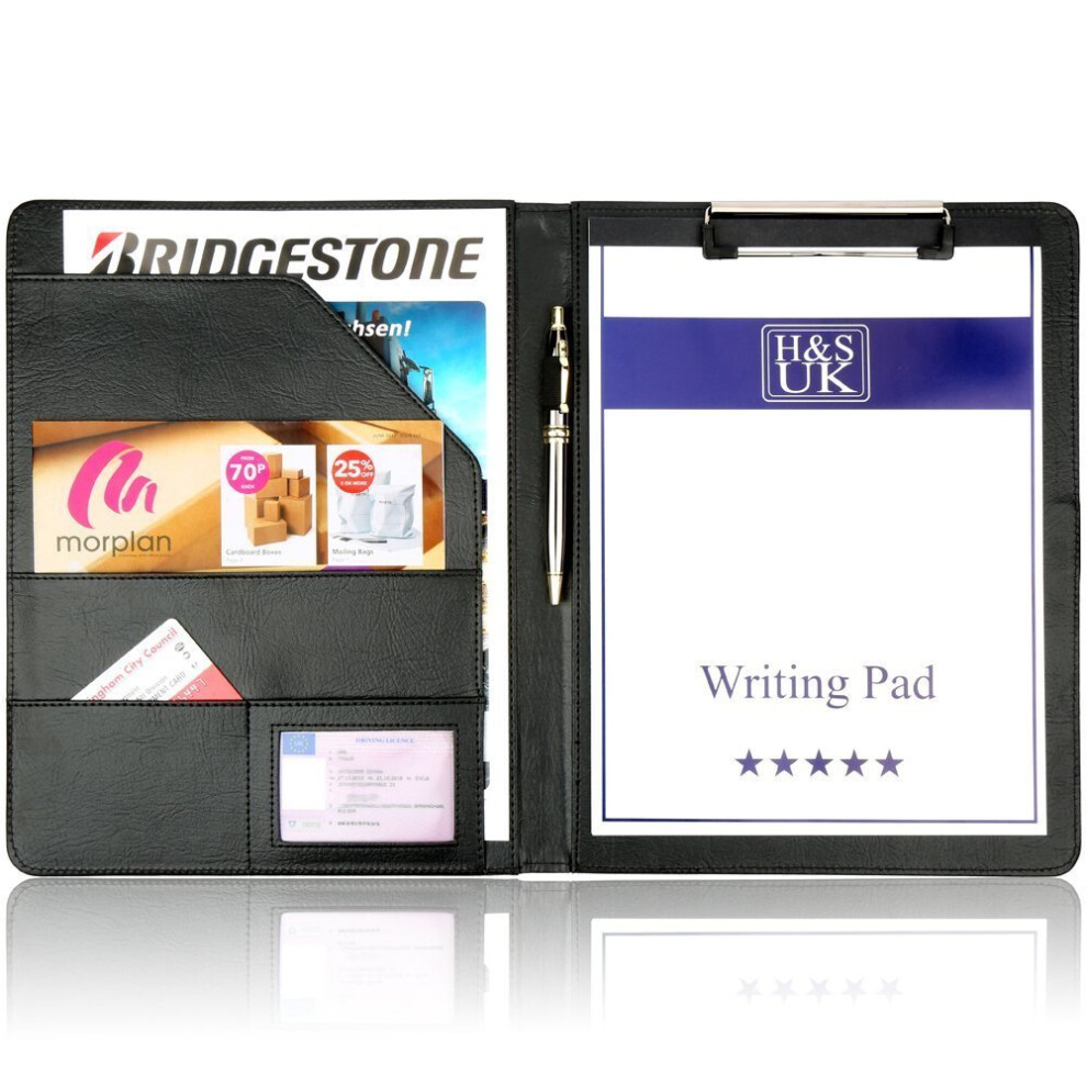 H&S A4 Clipboard Folder Conference Folder Padfolio Legal Writing Pad Document Folio Case Business Faux Leather Bag Portfolio Foldover Clipboard