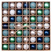 Valery Madelyn 49Pcs 1.2"/3cm Glacier Blue and Green Christmas Baubles Ornaments, Shatterproof Christmas Tree Balls Pendants Table Decorations