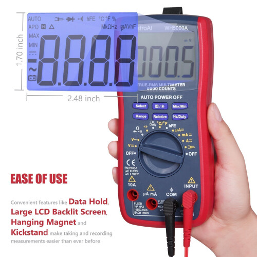 AstroAI Digital Multimeter, TRMS 6000 Counts Multimeters Manual and Auto Ranging; Measures Voltage, Current, Resistance, Continuity, Capacitance,... 2