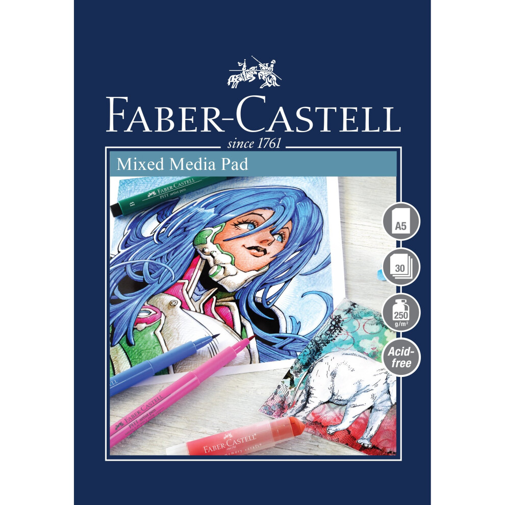 Faber-Castell Creative Studio Mixed Media Pad, A5 250 Gsm Pad Of 30 Sheets