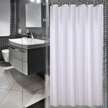 Sfoothome 90cm Wide x 180cm Long White Shower Curtain ,Waterproof Polyester Fabric Shower Curtain Liner ,Midew Resistant Washable Bath Curtain For...