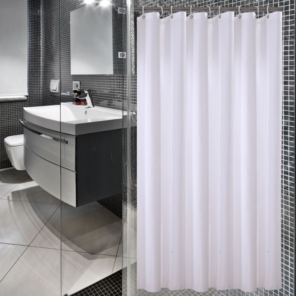 Sfoothome 90cm Wide x 180cm Long White Shower Curtain ,Waterproof Polyester Fabric Shower Curtain Liner ,Midew Resistant Washable Bath Curtain For...